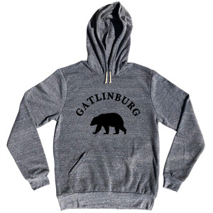 Gatlinburg Black Bear Tourist (Black Art) Tri-Blend Hoodie - Athletic Grey
