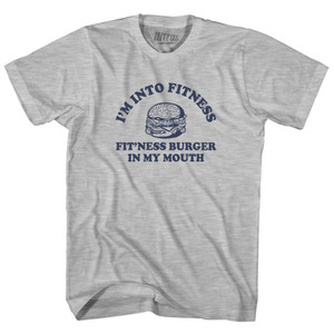 I'M Into Fitness Fit'Ness Burger In My Mouth Youth Cotton T-shirt - Grey Heather