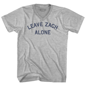 Leave Zach Alone Adult Cotton V-neck T-shirt - Grey Heather