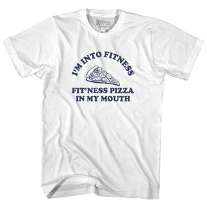 I'M Into Fitness Fit'Ness Pizza In My Mouth Womens Cotton Junior Cut T-Shirt - White I'M Into Fitness Fit'Ness Pizza In My Mouth Womens Cotton Junior Cut T-Shirt - White