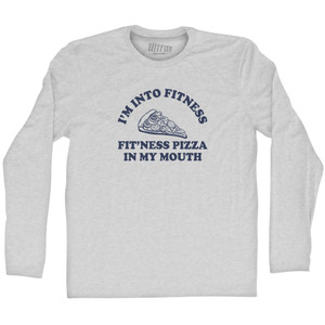 I'M Into Fitness Fit'Ness Pizza In My Mouth Adult Cotton Long Sleeve T-shirt - Grey Heather