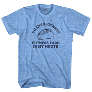 I'M Into Fitness Fit'Ness Taco In My Mouth Adult Tri-Blend T-shirt - Athletic Blue