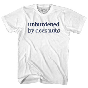 Unburdened By Deez Nuts Rage Font Youth Cotton T-shirt - White