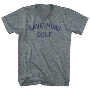 Save Muni Golf Tri-Blend V-neck Womens Junior Cut T-shirt - Athletic Grey Save Muni Golf Tri-Blend V-neck Womens Junior Cut T-shirt - Athletic Grey