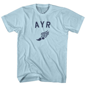 Ayr Running Track Winged Foot Adult Cotton T-shirt - Light Blue