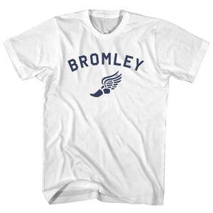 Bromley Running Track Winged Foot Womens Cotton Junior Cut T-Shirt - White Bromley Running Track Winged Foot Womens Cotton Junior Cut T-Shirt - White