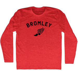 Bromley Running Track Winged Foot Adult Tri-Blend Long Sleeve T-shirt - Athletic Red Bromley Running Track Winged Foot Adult Tri-Blend Long Sleeve T-shirt - Athletic Red