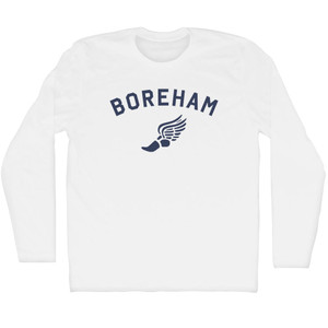 Boreham Running Track Winged Foot Adult Cotton Long Sleeve T-shirt - White