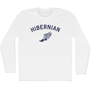 Hibernian Running Track Winged Foot Adult Cotton Long Sleeve T-shirt - White