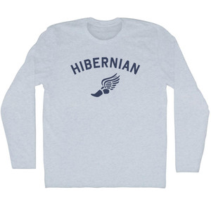 Hibernian Running Track Winged Foot Adult Tri-Blend Long Sleeve T-shirt - Athletic White
