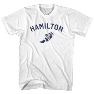 Hamilton Running Track Winged Foot Womens Cotton Junior Cut T-Shirt - White