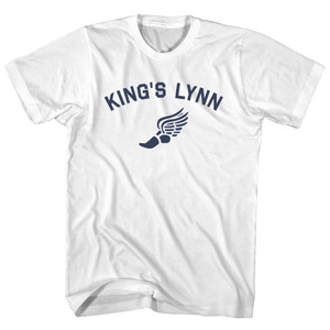 King's Lynn Running Track Winged Foot Adult Cotton T-shirt - White