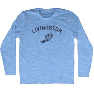 Livingston Running Track Winged Foot Adult Tri-Blend Long Sleeve T-shirt - Athletic Blue