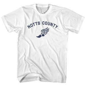 Notts County Running Track Winged Foot Adult Cotton T-shirt - White