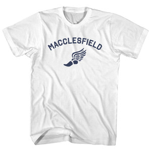 Macclesfield Running Track Winged Foot Adult Cotton T-shirt - White Macclesfield Running Track Winged Foot Adult Cotton T-shirt - White