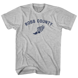Ross County Running Track Winged Foot Adult Cotton T-shirt - Grey Heather
