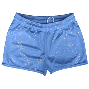 Super Fly Pattern Blue Carolina and White Shorty Short Gym Shorts 2.5" Inseam Made In USA - Blue Carolina and White Super Fly Pattern Blue Carolina and White Shorty Short Gym Shorts 2.5" Inseam Made In USA - Blue Carolina and White