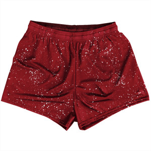 Super Fly Pattern Red Cardinal and White Womens & Girls Sport Shorts End Made In USA - Red Cardinal and White Super Fly Pattern Red Cardinal and White Womens & Girls Sport Shorts End Made In USA - Red Cardinal and White