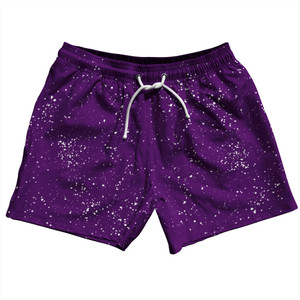 Super Fly Pattern Purple Medium and White 5" Swim Shorts Made in USA - Purple Medium and White Super Fly Pattern Purple Medium and White 5" Swim Shorts Made in USA - Purple Medium and White
