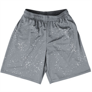 Super Fly Pattern Grey Dark and White Basketball Practice Shorts Made In USA - Grey Dark and White