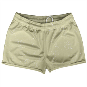 Super Fly Pattern Vegas Gold and White Shorty Short Gym Shorts 2.5" Inseam Made In USA - Vegas Gold and White Super Fly Pattern Vegas Gold and White Shorty Short Gym Shorts 2.5" Inseam Made In USA - Vegas Gold and White