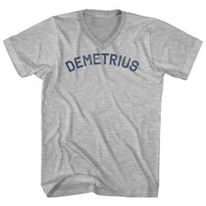 Demetrius Adult Cotton V-neck T-shirt - Grey Heather