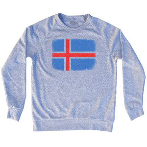 Iceland Country Flag Adult Tri-Blend Sweatshirt - Heather Grey