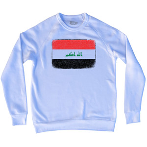Iraq Country Flag Adult Tri-Blend Sweatshirt - White
