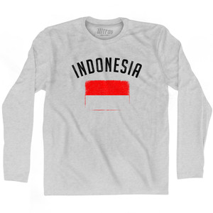 Indonesia Country Flag Heritage Adult Cotton Long Sleeve T-shirt - Grey Heather Indonesia Country Flag Heritage Adult Cotton Long Sleeve T-shirt - Grey Heather