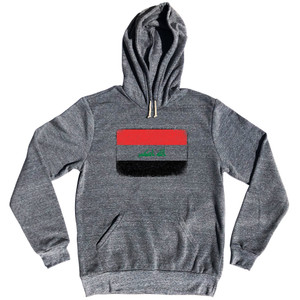 Iraq Country Flag Tri-Blend Hoodie - Athletic Grey