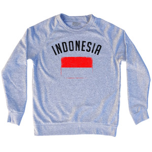 Indonesia Country Flag Heritage Adult Tri-Blend Sweatshirt - Heather Grey