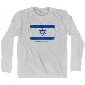 Israel Country Flag Adult Cotton Long Sleeve T-shirt - Grey Heather Israel Country Flag Adult Cotton Long Sleeve T-shirt - Grey Heather