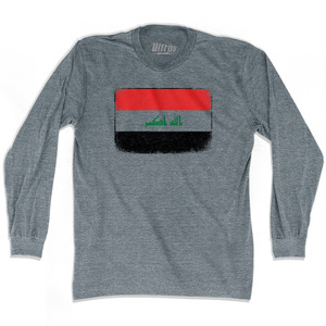 Iraq Country Flag Adult Tri-Blend Long Sleeve T-shirt - Athletic Grey