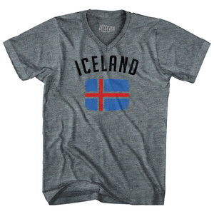 Iceland Country Flag Heritage Tri-Blend V-neck Womens Junior Cut T-shirt - Athletic Grey Iceland Country Flag Heritage Tri-Blend V-neck Womens Junior Cut T-shirt - Athletic Grey
