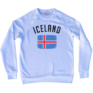 Iceland Country Flag Heritage Adult Tri-Blend Sweatshirt - White