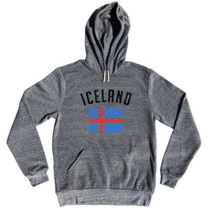Iceland Country Flag Heritage Tri-Blend Hoodie - Athletic Grey