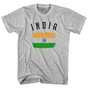 India Country Flag Heritage Adult Cotton T-shirt - Grey Heather