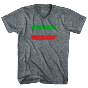 Iran Country Flag Adult Tri-Blend V-neck T-shirt - Athletic Grey
