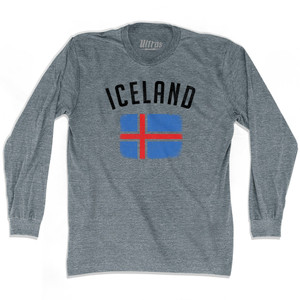 Iceland Country Flag Heritage Adult Tri-Blend Long Sleeve T-shirt - Athletic Grey Iceland Country Flag Heritage Adult Tri-Blend Long Sleeve T-shirt - Athletic Grey