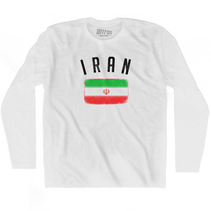 Iran Country Flag Heritage Adult Cotton Long Sleeve T-shirt - White Iran Country Flag Heritage Adult Cotton Long Sleeve T-shirt - White