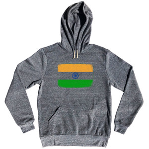 India Country Flag Tri-Blend Hoodie - Athletic Grey