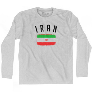 Iran Country Flag Heritage Adult Cotton Long Sleeve T-shirt - Grey Heather Iran Country Flag Heritage Adult Cotton Long Sleeve T-shirt - Grey Heather