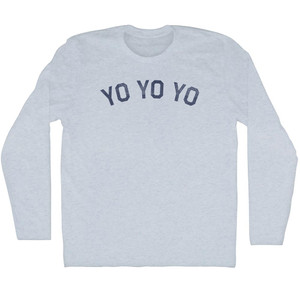 Yo Yo Yo Adult Tri-Blend Long Sleeve T-shirt - Athletic White