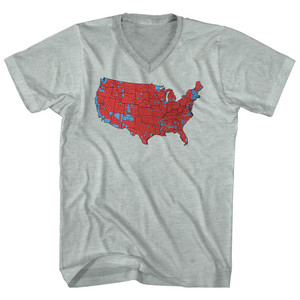 Election Map 2024 Adult Tri-Blend V-neck T-shirt - Athletic Cool Grey