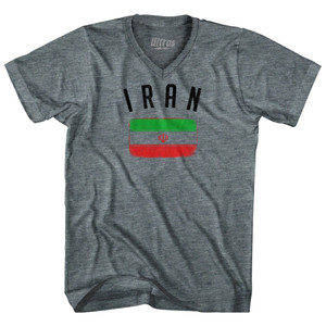 Iran Country Flag Heritage Adult Tri-Blend V-neck T-shirt - Athletic Grey Iran Country Flag Heritage Adult Tri-Blend V-neck T-shirt - Athletic Grey