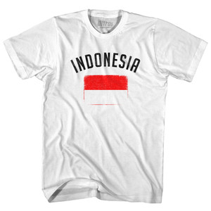 Indonesia Country Flag Heritage Adult Cotton T-shirt - White Indonesia Country Flag Heritage Adult Cotton T-shirt - White