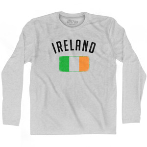 Ireland Country Flag Heritage Adult Cotton Long Sleeve T-shirt - Grey Heather Ireland Country Flag Heritage Adult Cotton Long Sleeve T-shirt - Grey Heather
