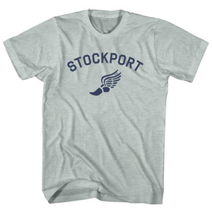 Stockport Running Track Winged Foot Adult Tri-Blend T-shirt - Athletic Cool Grey