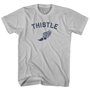 Thistle Running Track Winged Foot Adult Cotton T-shirt - Cool Grey