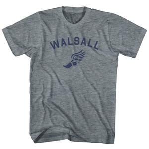 Walsall Running Track Winged Foot Womens Tri-Blend Junior Cut T-Shirt - Athletic Grey